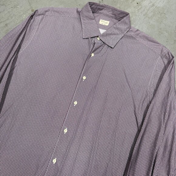 XACUS Dress Shirt Made in Italy Geometric Purple Long Sleeve Cotton 17 1/2 XL - Picture 3 of 8
